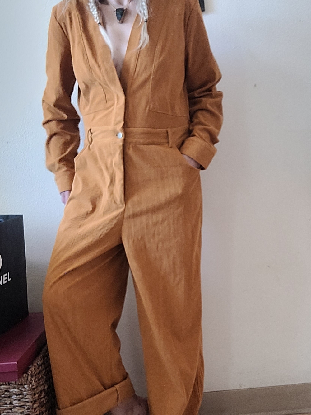 Rust Corduroy Jumpsuit - Women Pants & Jumpsuits